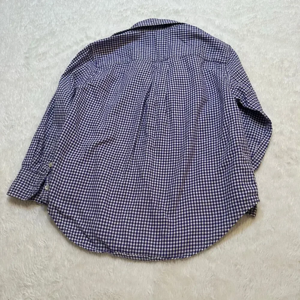 Ralph Lauren Purple Check Button Down Shirt sz 3T Pony Logo